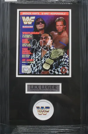 American Professional Wrestler Lex Luger Hand Signed Autographed 1994 WWF Magazine Framed & Matted with PSA COA
