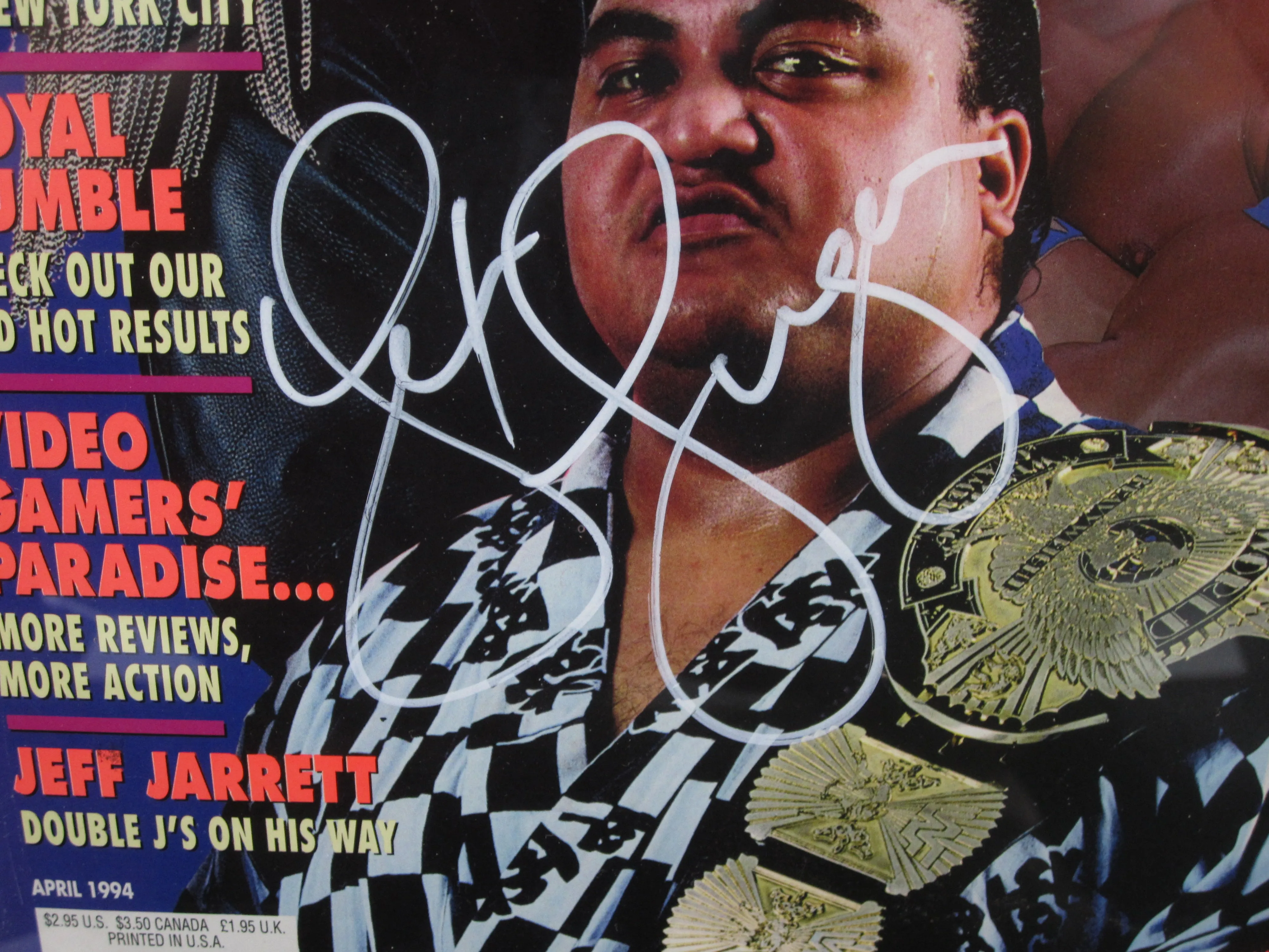 American Professional Wrestler Lex Luger Hand Signed Autographed 1994 WWF Magazine Framed & Matted with PSA COA