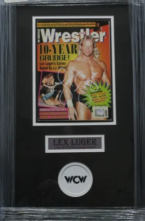 American Professional Wrestler Lex Luger Hand Signed Autographed 1997 Wrestler Magazine Framed & Matted with PSA COA