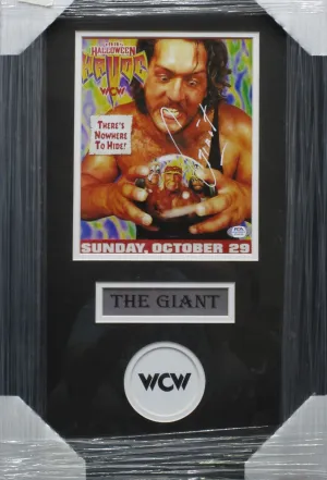 American Professional Wrestler Paul "The Giant" Wight Hand Signed Autographed 8x10 WCW Fight Night Poster Framed & Matted with PSA COA