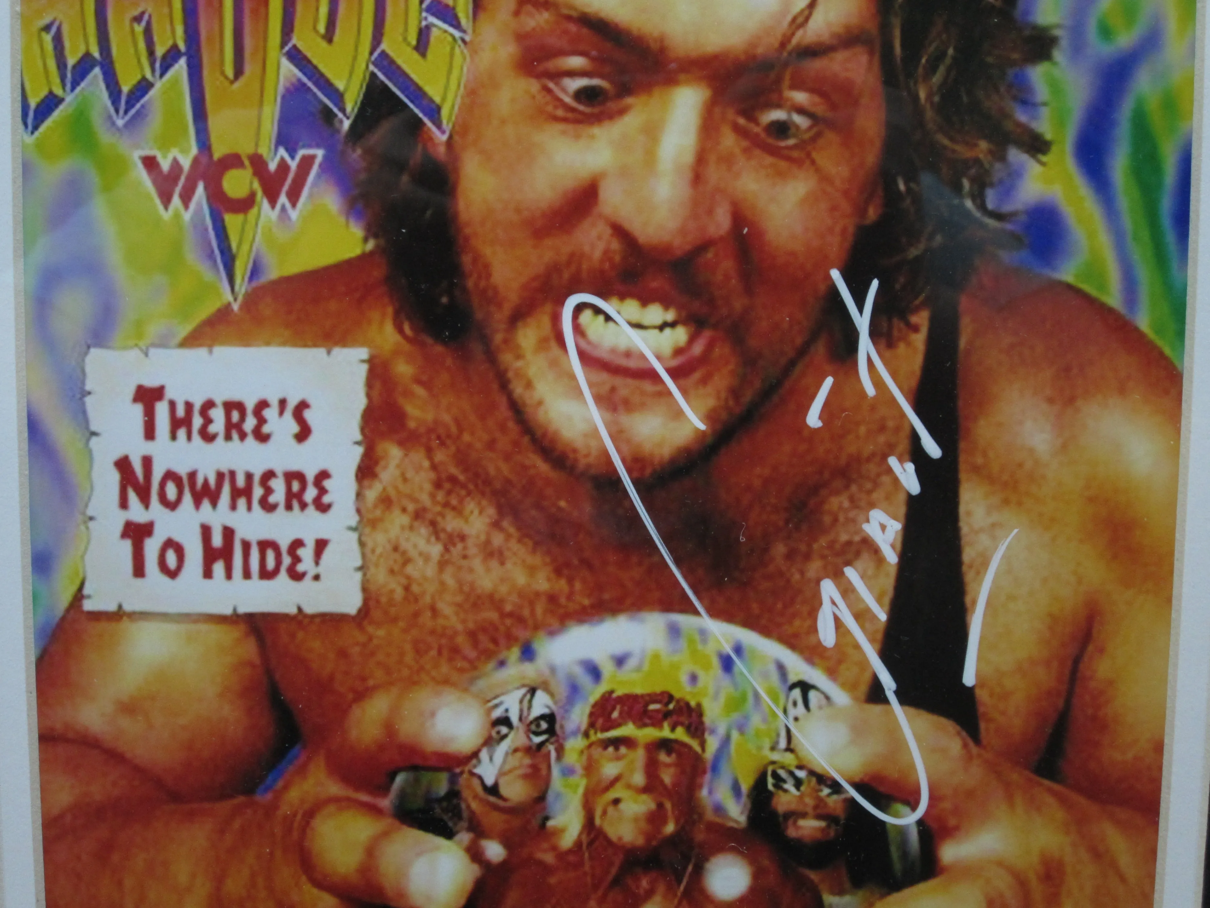 American Professional Wrestler Paul "The Giant" Wight Hand Signed Autographed 8x10 WCW Fight Night Poster Framed & Matted with PSA COA