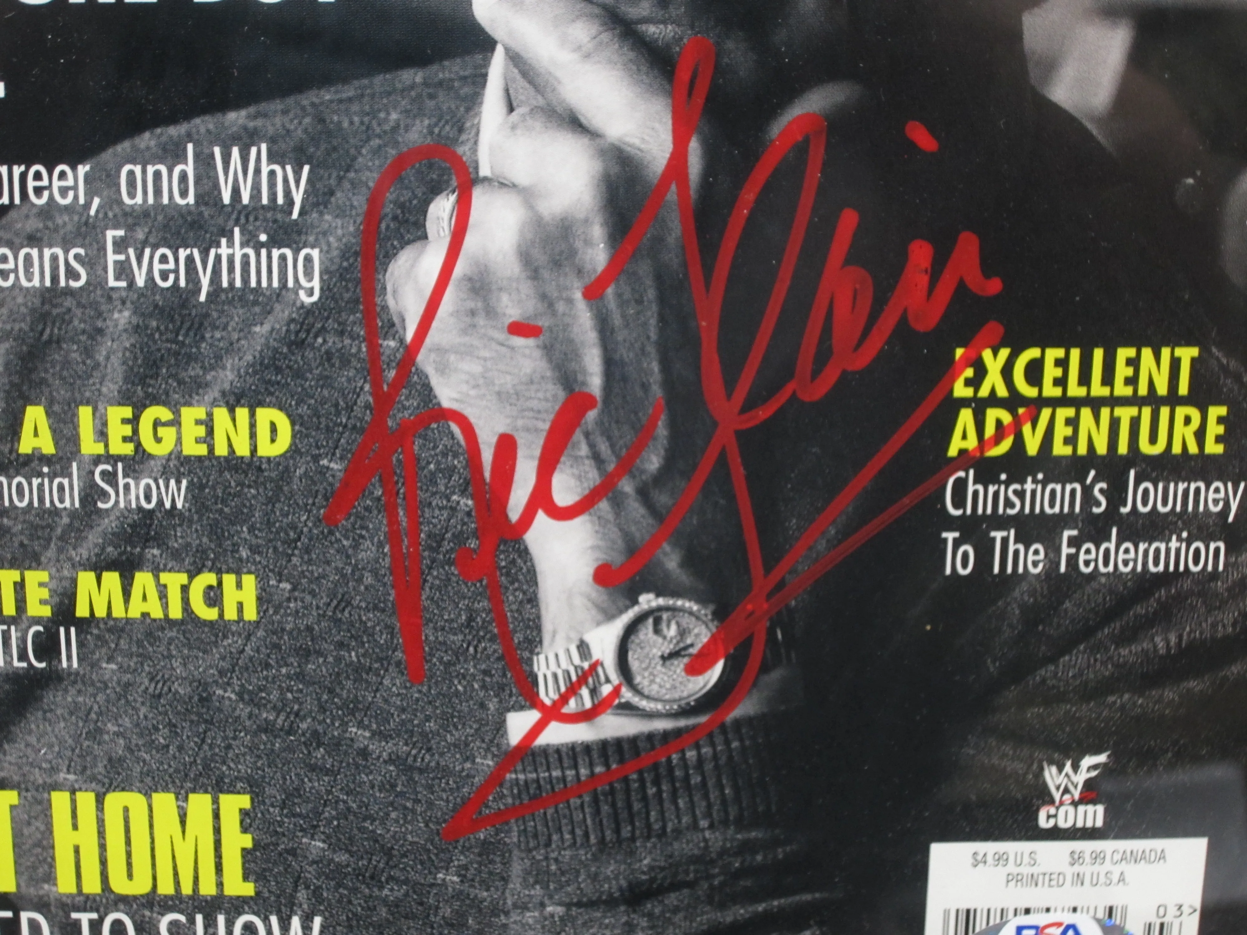 American Professional Wrestler Ric Flair Hand Signed Autographed 2002 Raw Magazine Framed & Matted with PSA COA