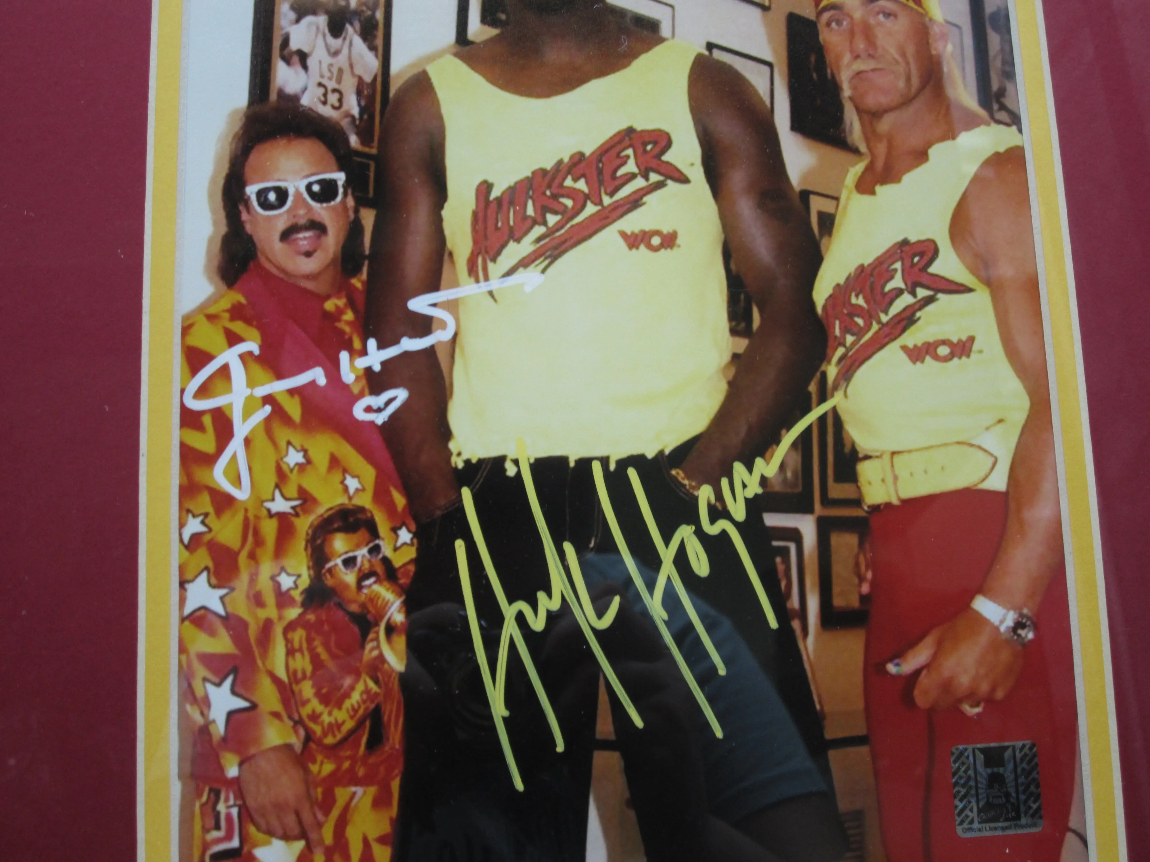 American Wrestling Manager Jimmy Hart & American Professional Wrestler Hulk Hogan Dual Hand Signed Autographed 8x10 Photo Framed & Matted with COA