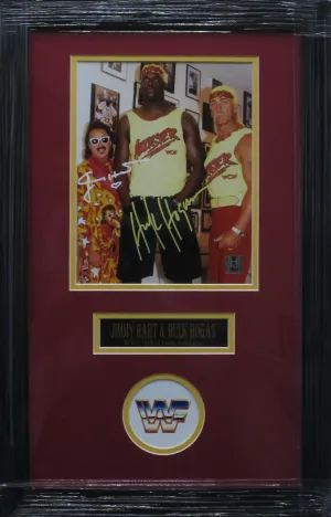 American Wrestling Manager Jimmy Hart & American Professional Wrestler Hulk Hogan Dual Hand Signed Autographed 8x10 Photo Framed & Matted with COA