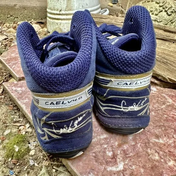 ASICS Cael V4.0 Cael Sanderson Men's Size 6 Blue And Gold Wrestling Shoes