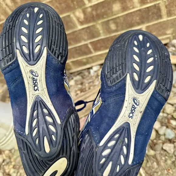 ASICS Cael V4.0 Cael Sanderson Men's Size 6 Blue And Gold Wrestling Shoes