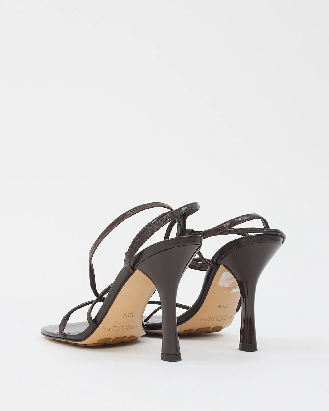 Bottega Brown Leather The Line Wrap Around Strap Sandal - 38.5