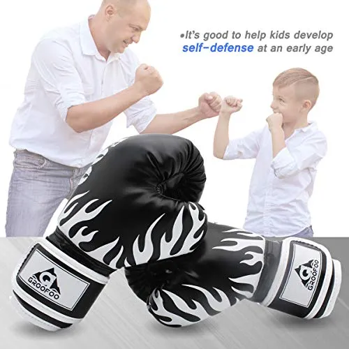 Boxing Gloves 8oz Punching Gloves for Youth Adults Traning Gloves for Punching Bag Kickboxing Sparring Muay Thai MMA Fight Gloves - Black