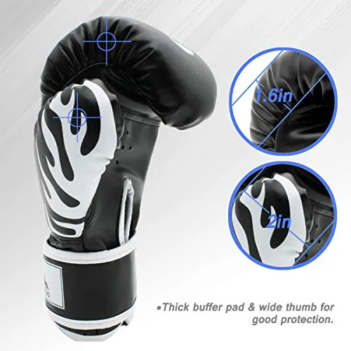 Boxing Gloves 8oz Punching Gloves for Youth Adults Traning Gloves for Punching Bag Kickboxing Sparring Muay Thai MMA Fight Gloves - Black