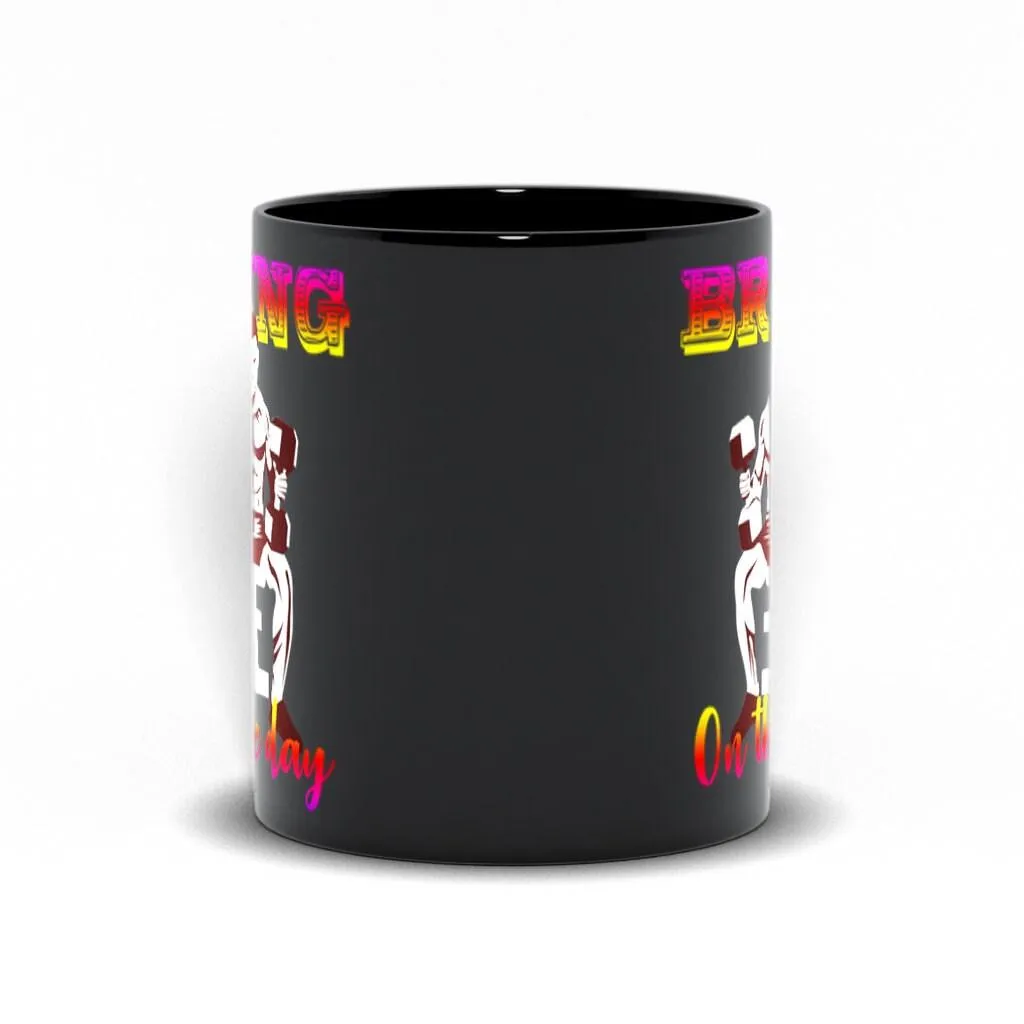 Bring On The Day Black Mugs,Men&#39;s Weight Lifting, Athletic T-Shirt, Gym Workout, Fitness Sports