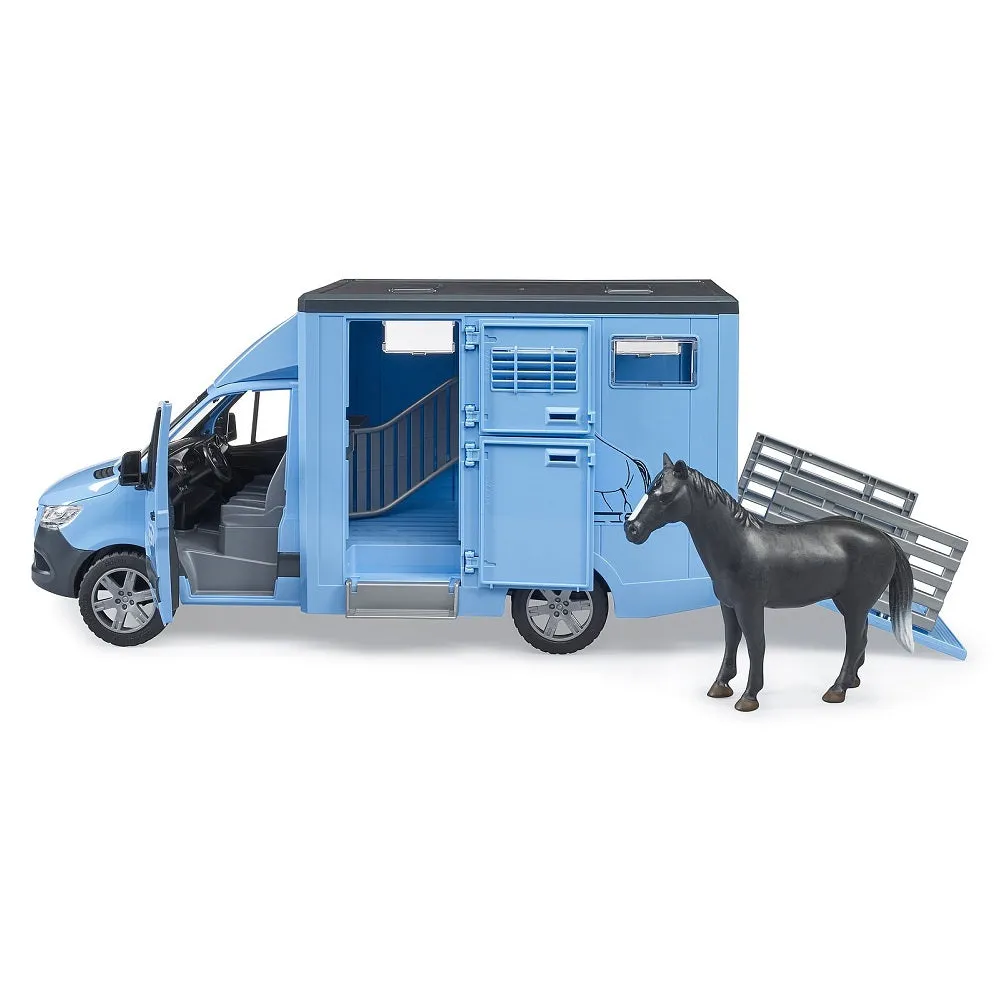 Bruder MB Sprinter Animal Transporter with 1 Horse