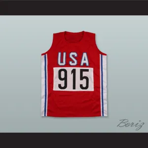Carl Lewis 915 Team USA Red Track and Field Basketball Jersey