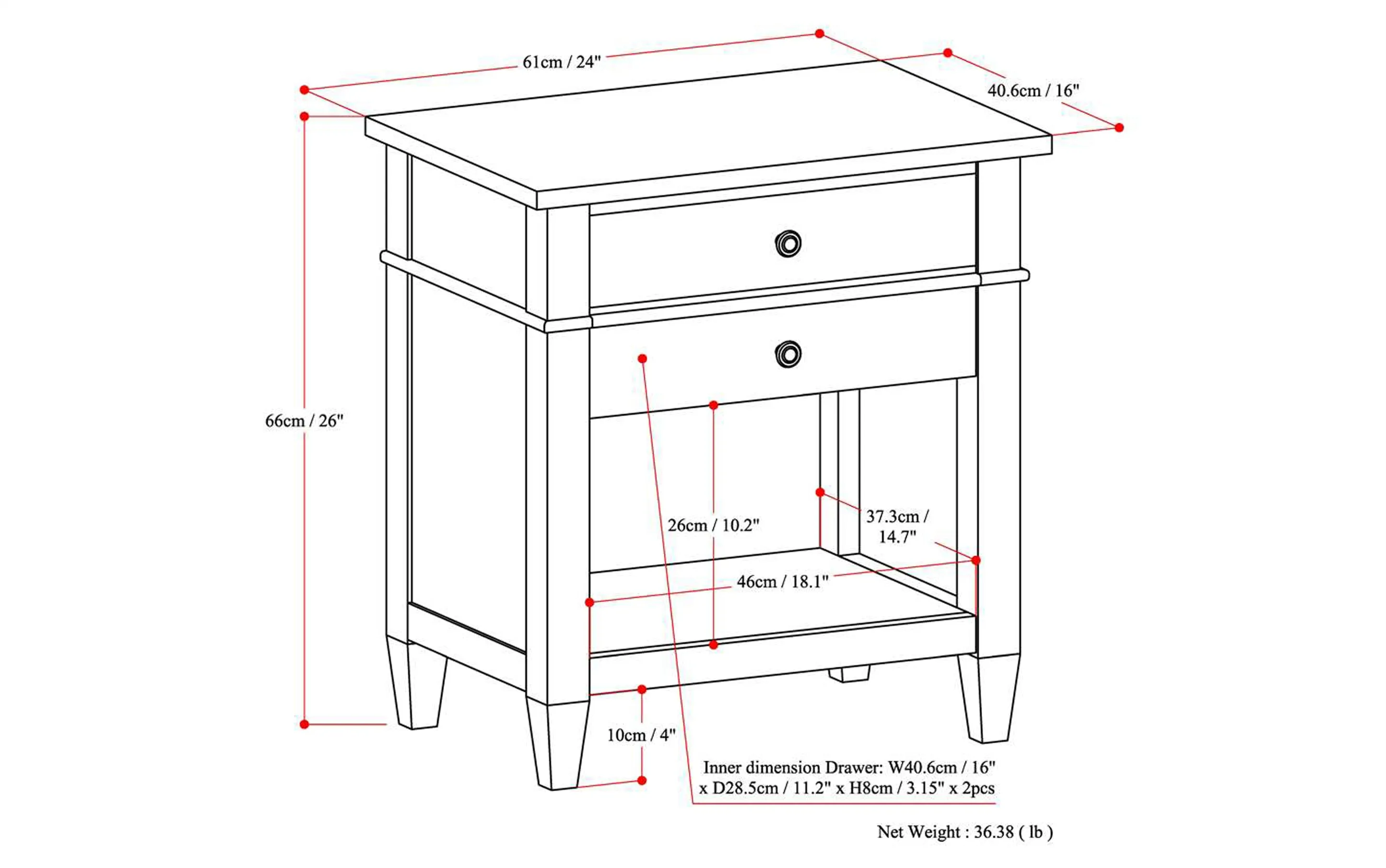 Carlton Bedside Table