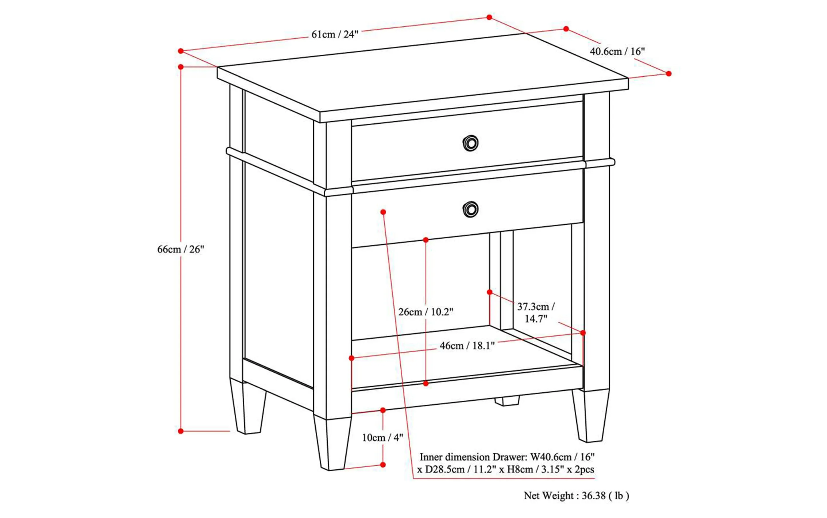 Carlton Bedside Table