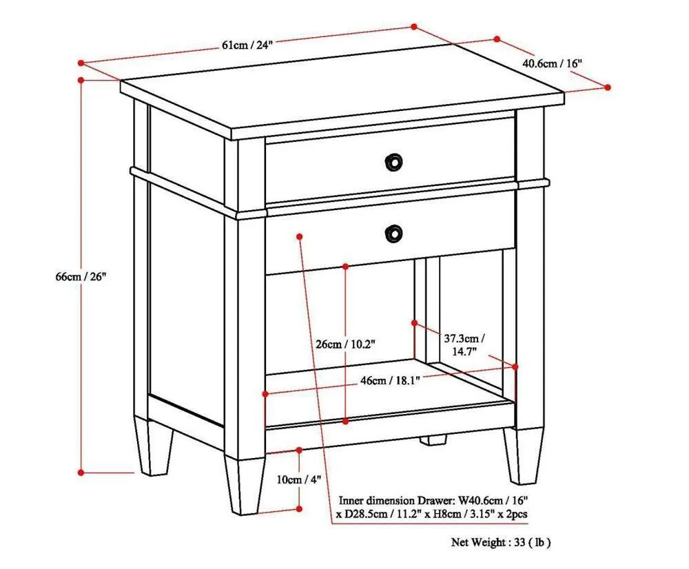 Carlton Bedside Table