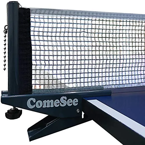 Comesee Ping Pong Net Set Table Tennis Table Post Professional Spring Activated Clamp with Net Clip Insert, 1.2 Inch Width Grip Holder, Tension and Height Adjustable Easy Set Up (Black)