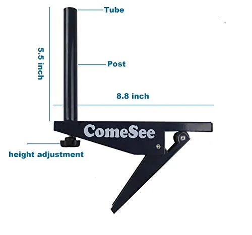 Comesee Ping Pong Net Set Table Tennis Table Post Professional Spring Activated Clamp with Net Clip Insert, 1.2 Inch Width Grip Holder, Tension and Height Adjustable Easy Set Up (Black)