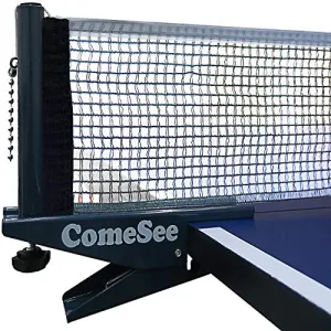 Comesee Ping Pong Net Set Table Tennis Table Post Professional Spring Activated Clamp with Net Clip Insert, 1.2 Inch Width Grip Holder, Tension and Height Adjustable Easy Set Up (Black)