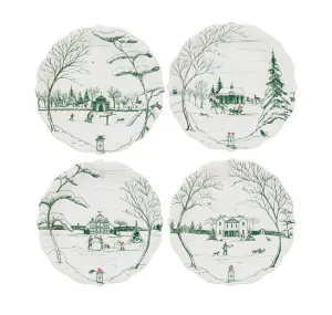 Country Estate Winter Frolic Party Plate S/4 - Evergreen