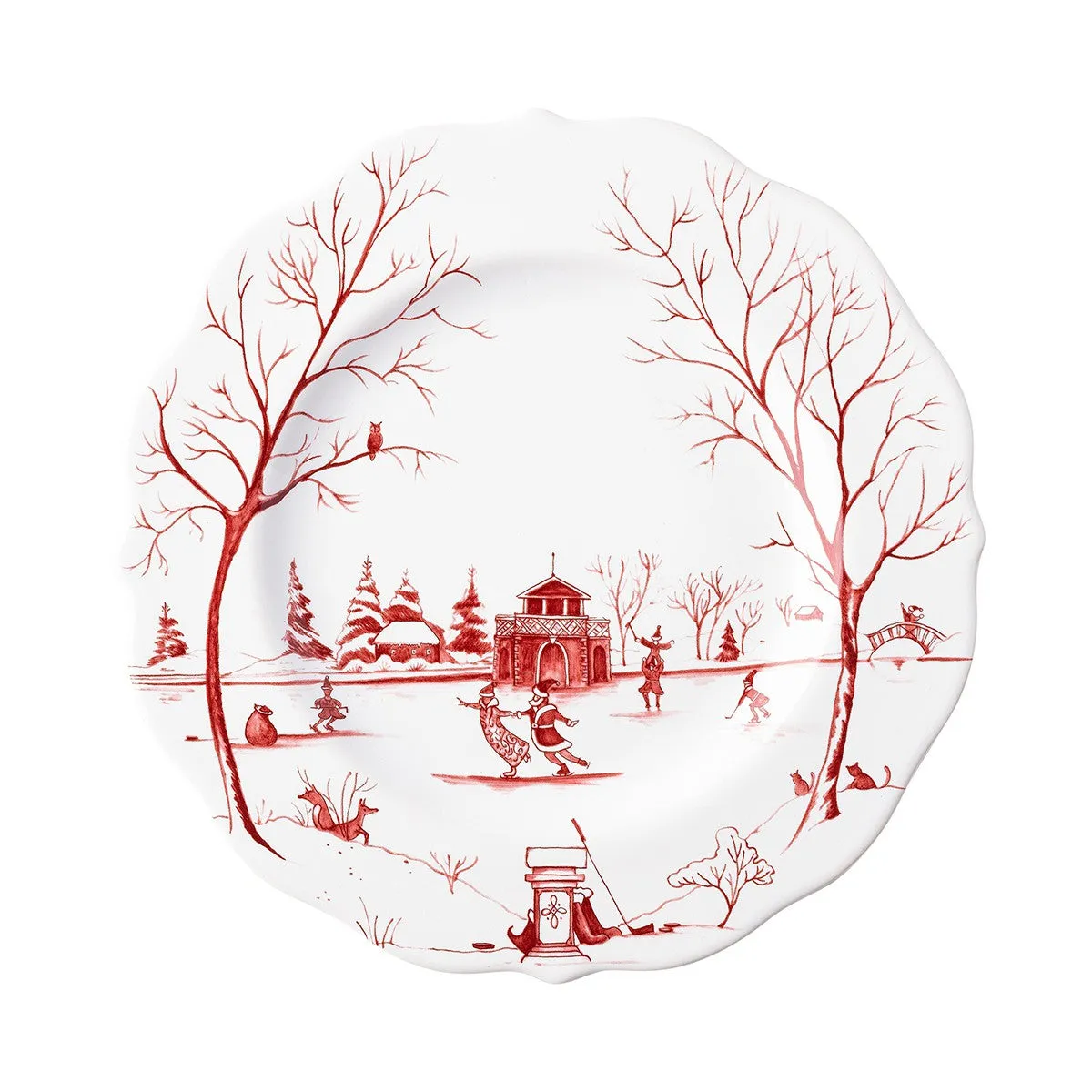 Country Estate Winter Frolic "The Claus'' Dessert Salad Plate Ruby