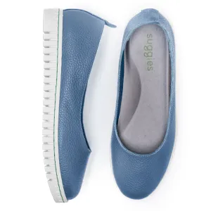 CUSHY Women's denim flat shoes - Italian leather