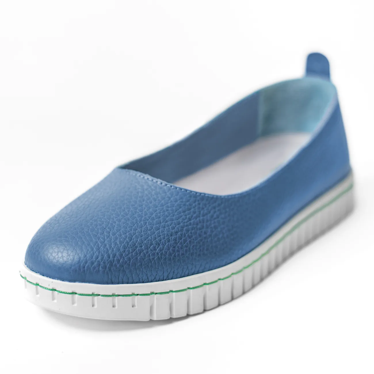 CUSHY Women's denim flat shoes - Italian leather