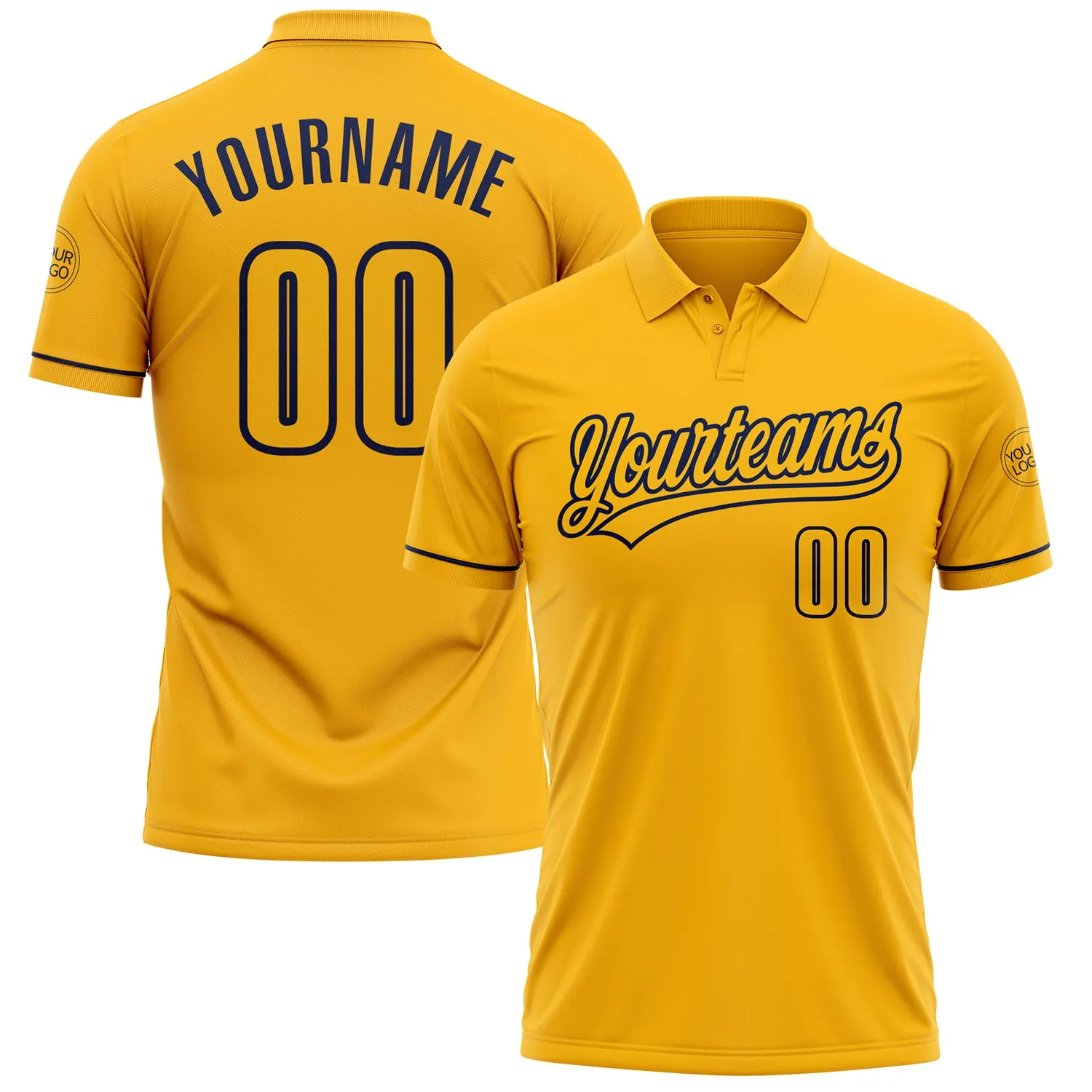 Custom Gold Navy Performance Vapor Golf Polo Shirt