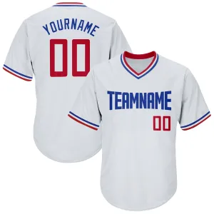 Custom White Red-Royal Authentic Throwback Rib-Knit Baseball Jersey Shirt