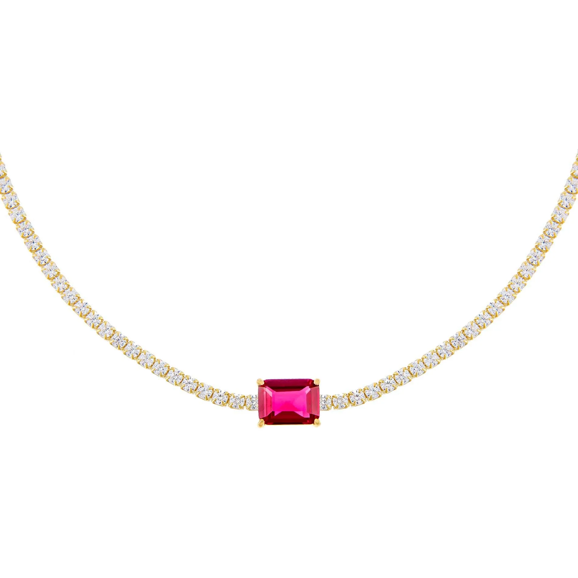 CZ Colored Baguette Tennis Choker