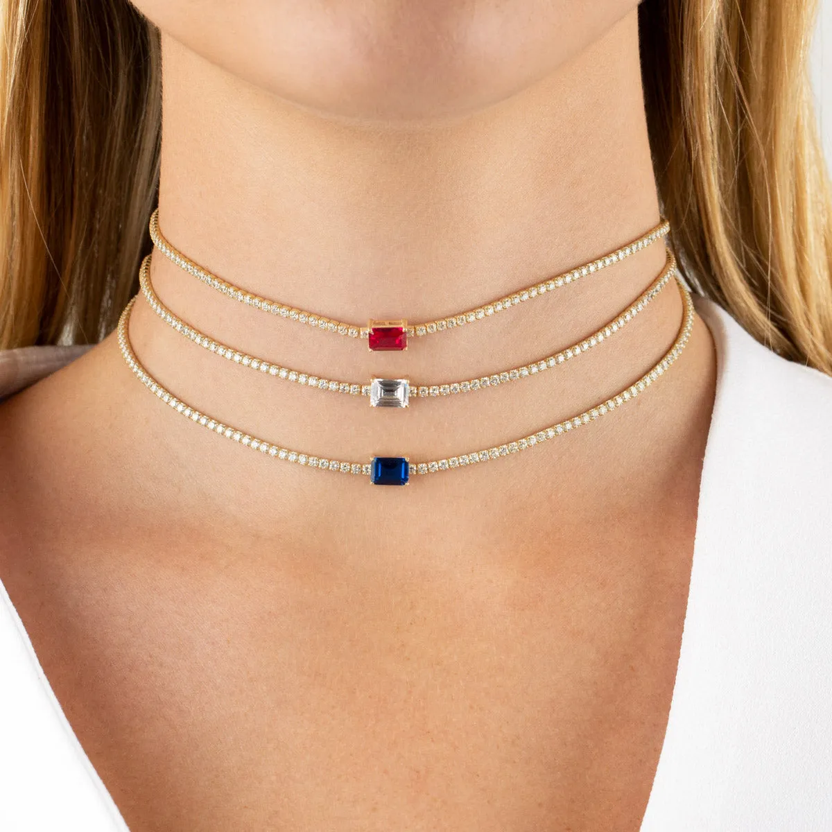 CZ Colored Baguette Tennis Choker