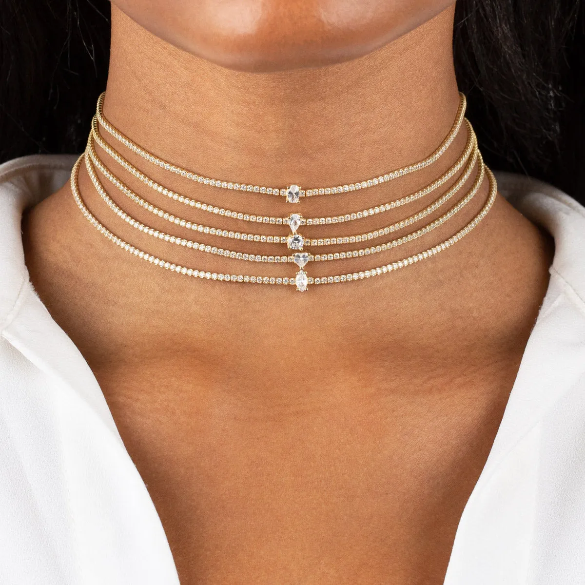 CZ Heart Tennis Choker