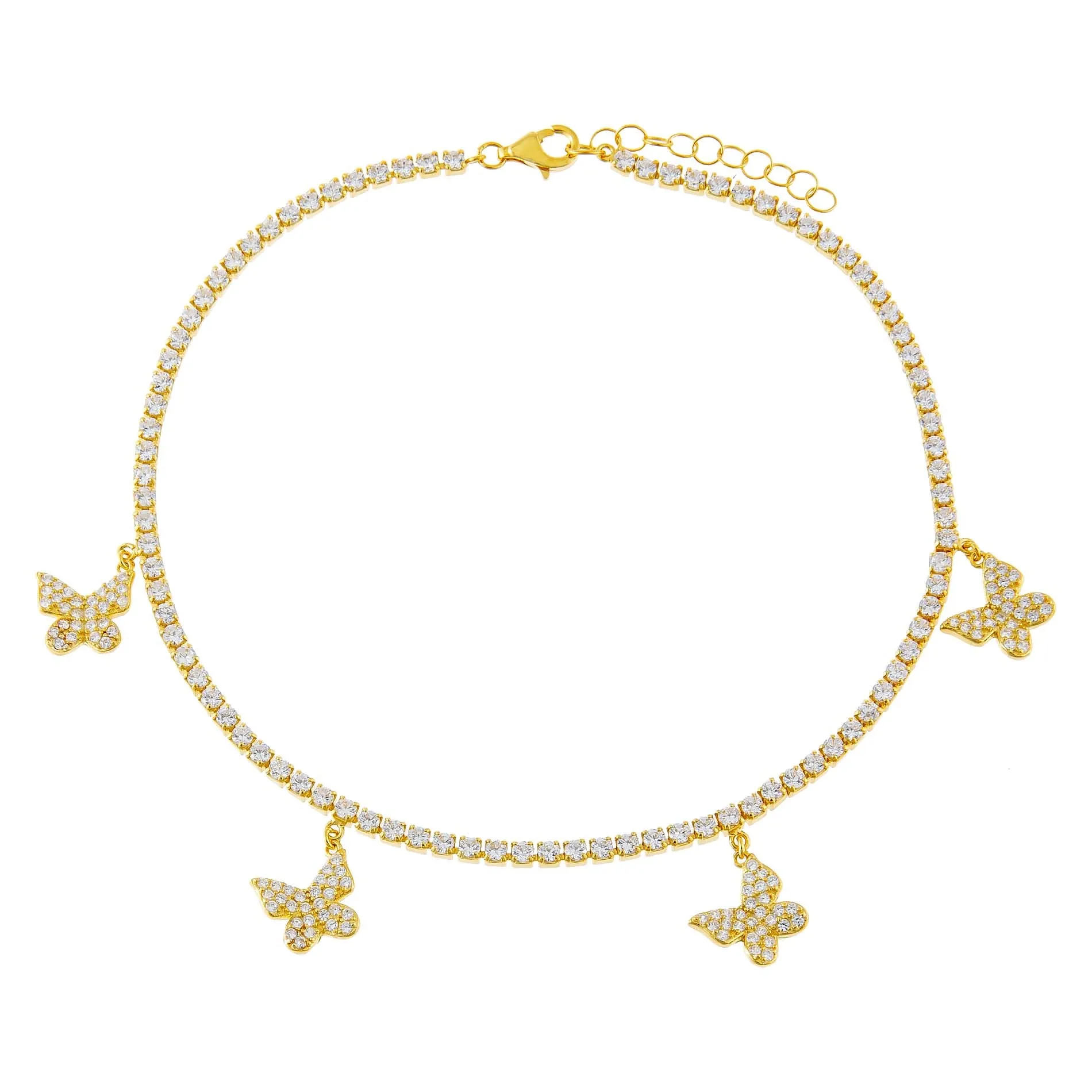 Dangling Butterfly Tennis Anklet