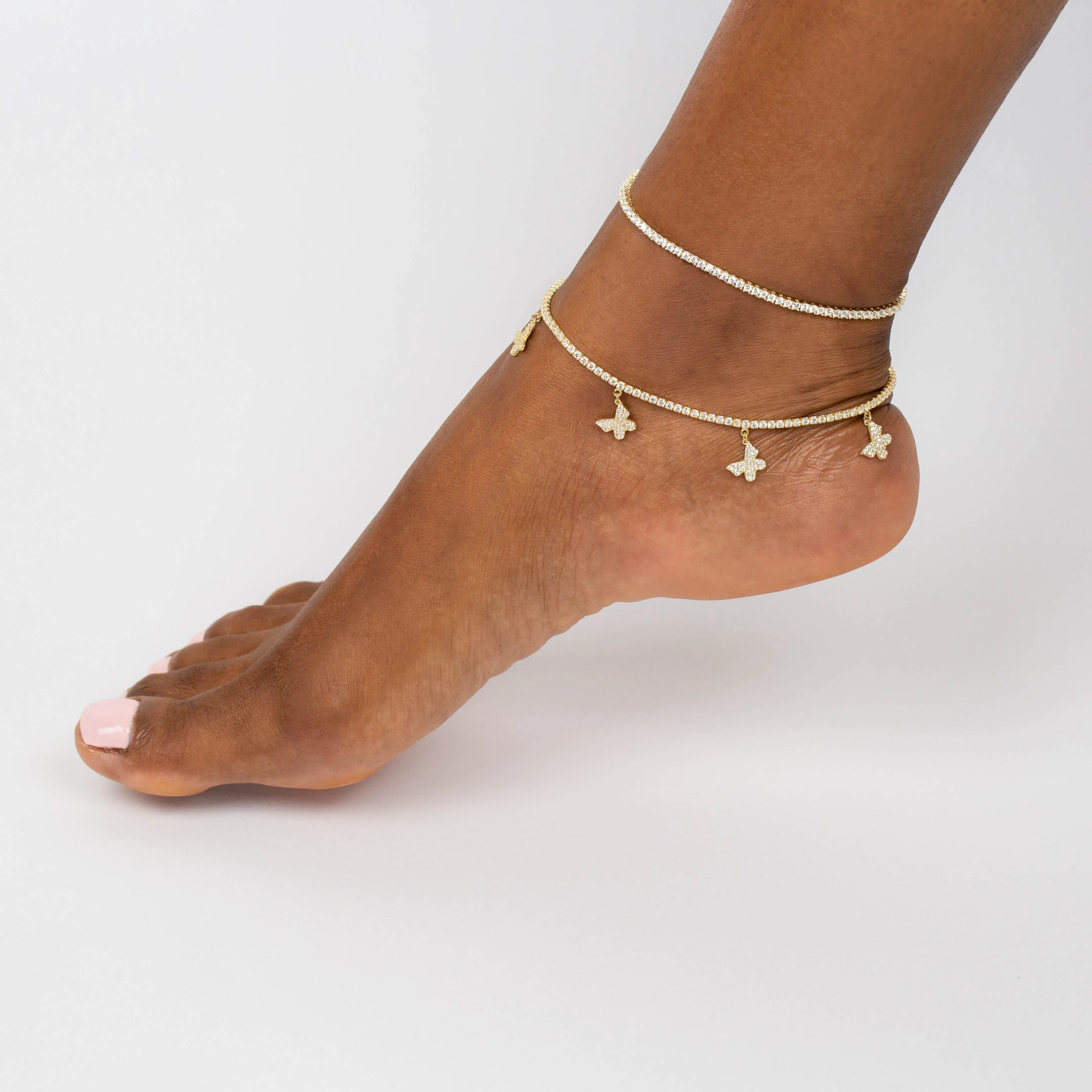 Dangling Butterfly Tennis Anklet