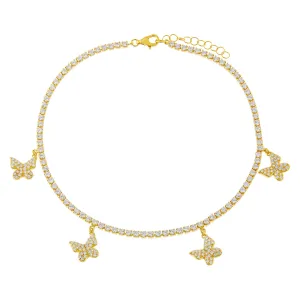 Dangling Butterfly Tennis Anklet