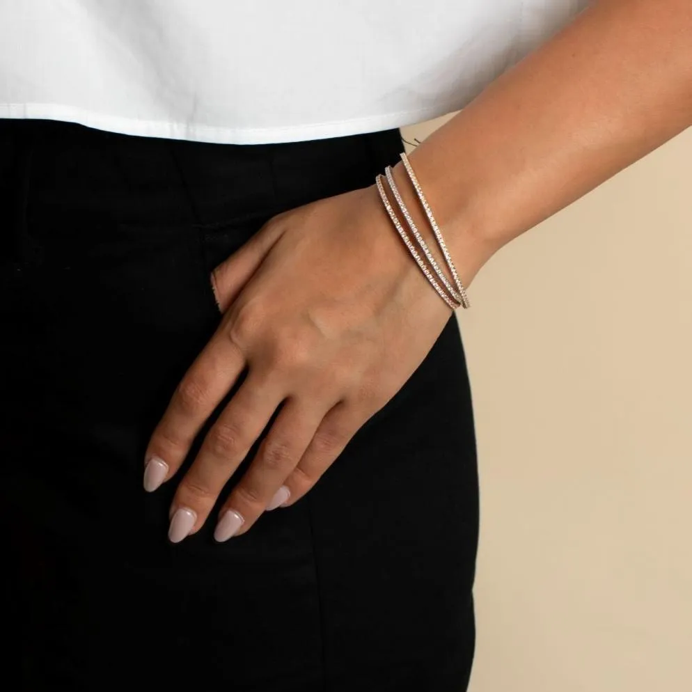 Diamond 1 Carat Half Flexible Tennis Bangle 14K