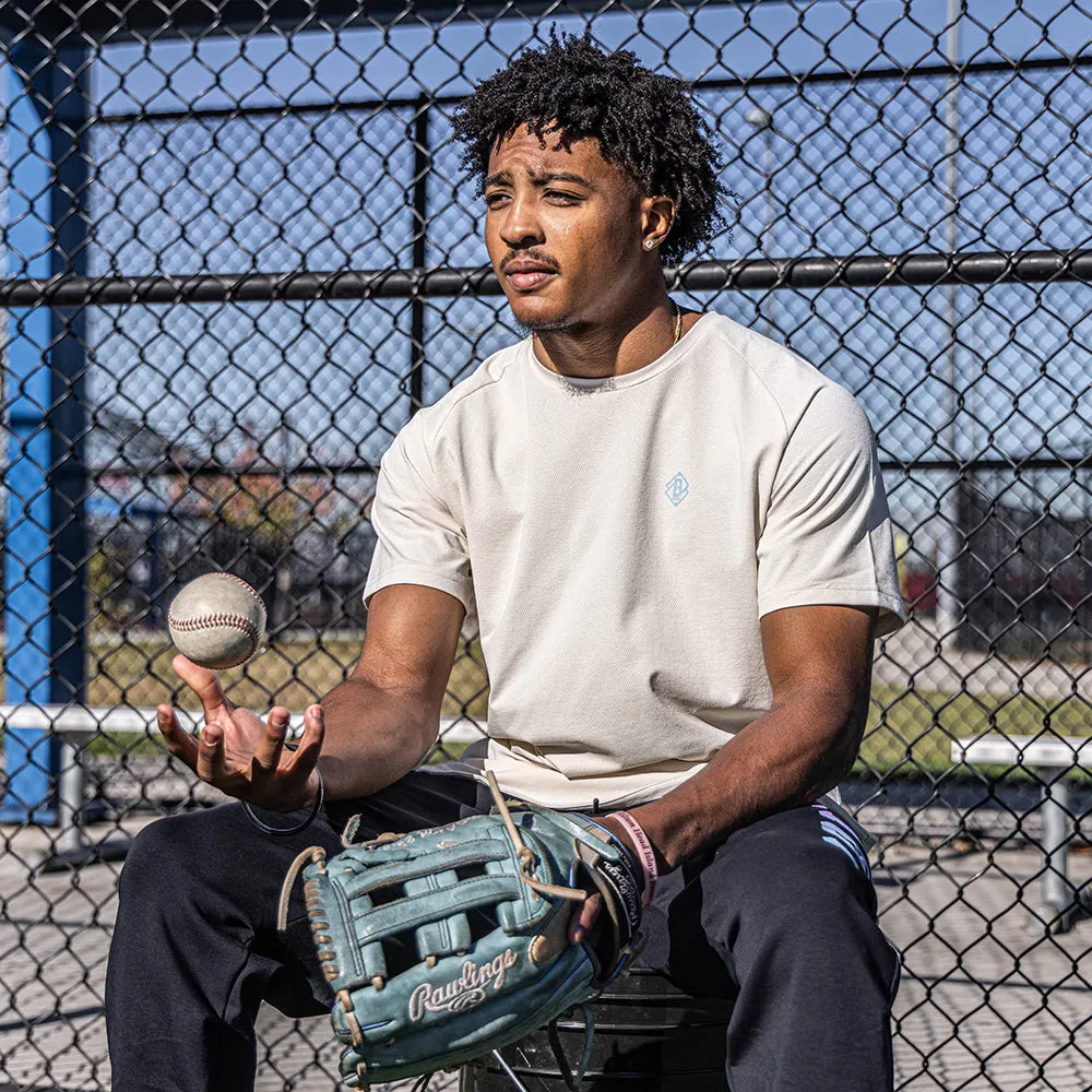 Diamond Tech Tee - Bone/Light Blue