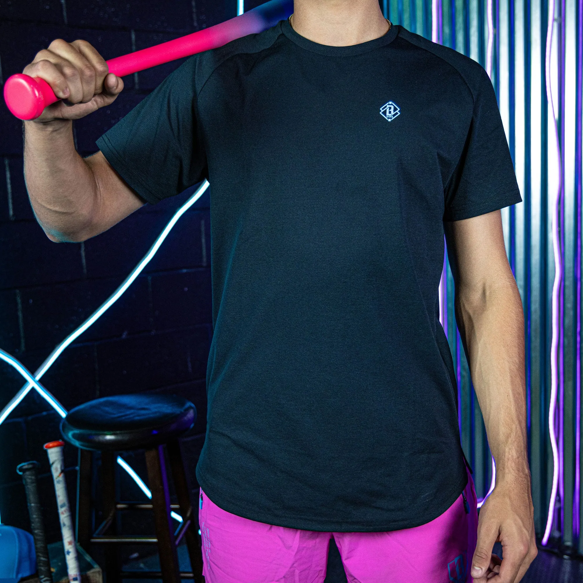 Diamond Tech Youth Tee - Black/Light Blue