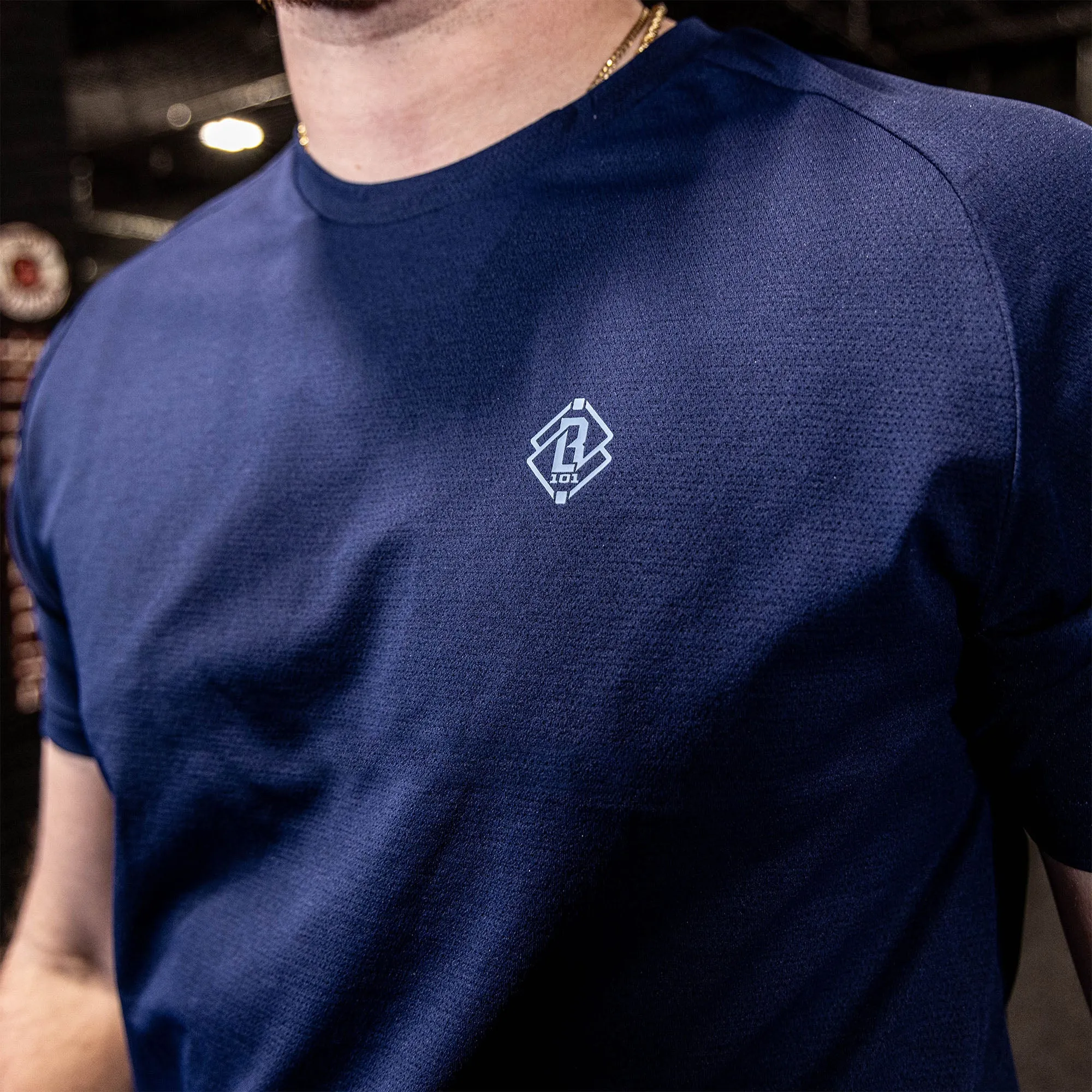 Diamond Tech Youth Tee - Navy/Light Blue