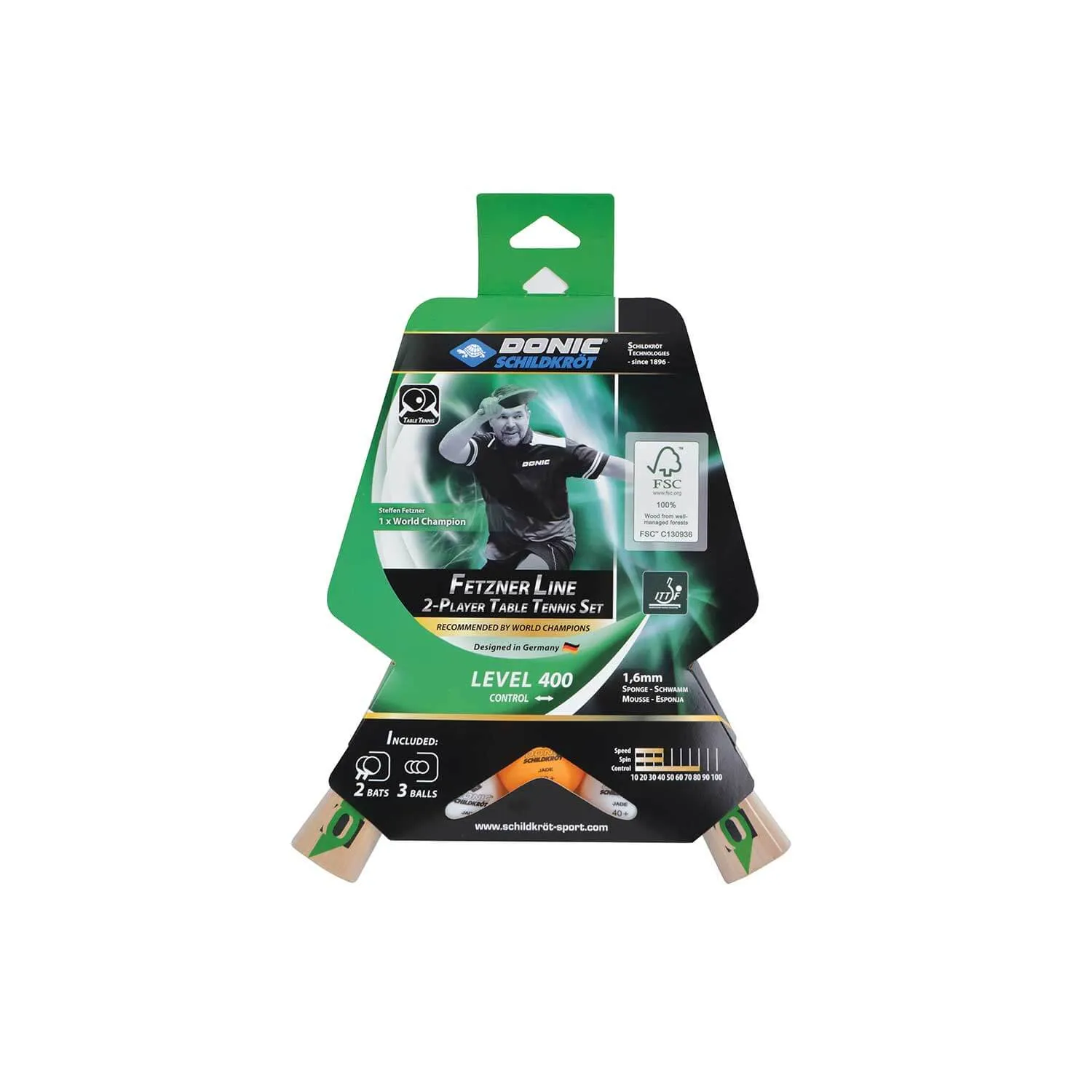 Donic-Schildkröt Fetzner 400 FSC Table Tennis Bat and Balls Set