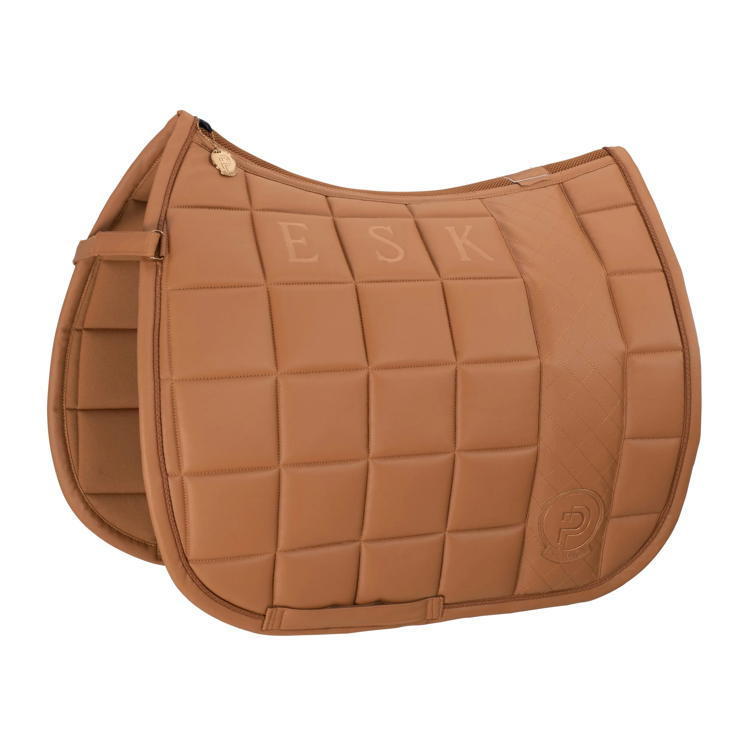 Eskadron Platinum Cognac faux leather big square saddlepad