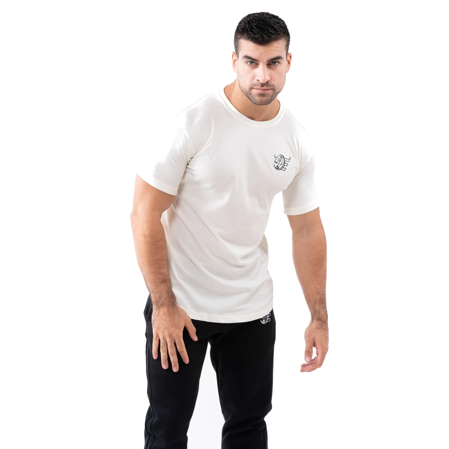 Estremo Fitness Flex-Knit Crew Neck Tees - White
