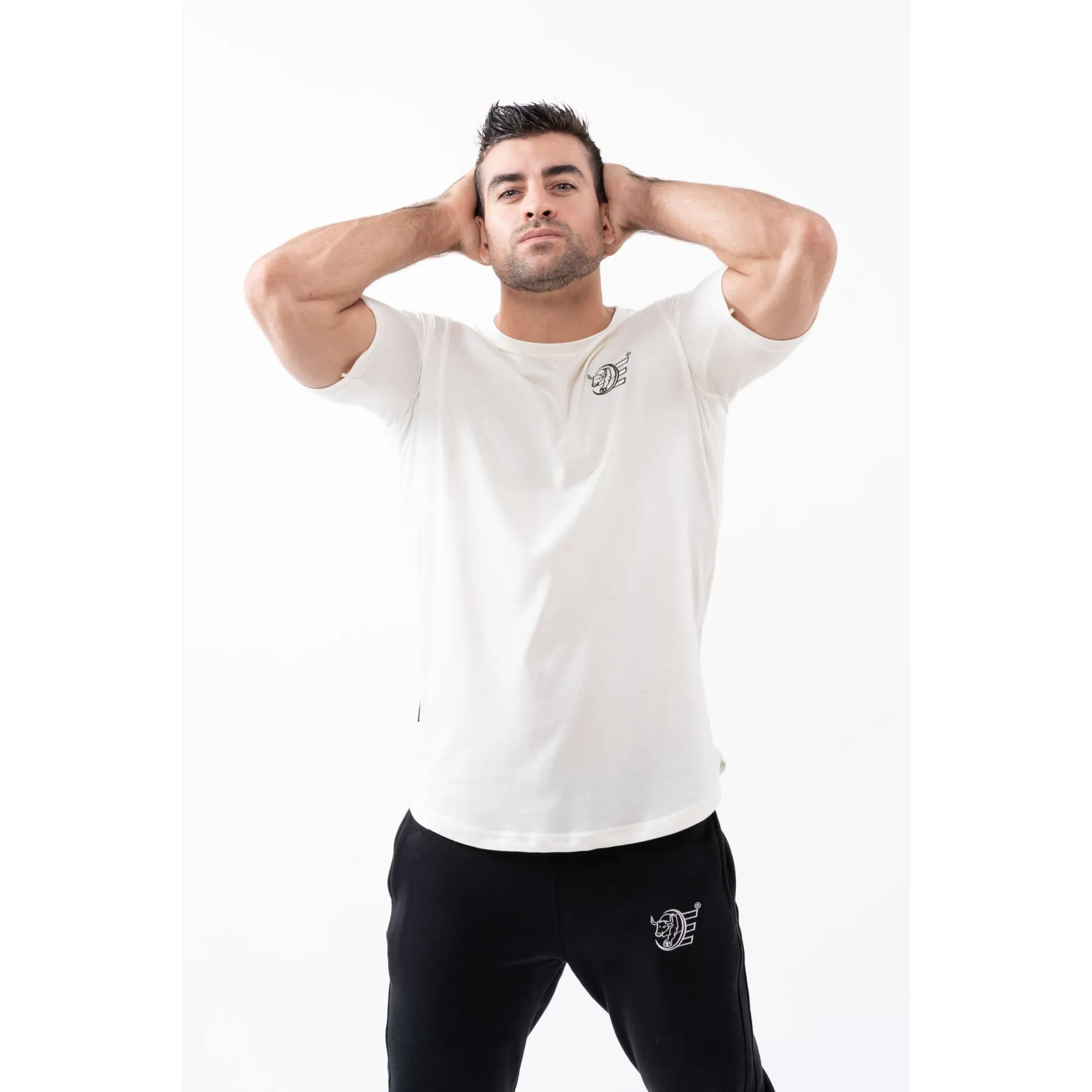 Estremo Fitness Flex-Knit Crew Neck Tees - White