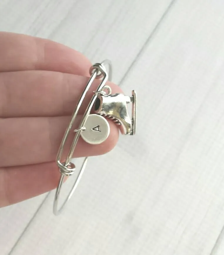 Figure Skating Bracelet, ice skate bracelet, ice skater gift, ice skater jewelry, figure skate bracelet, letter charm bracelet personalized