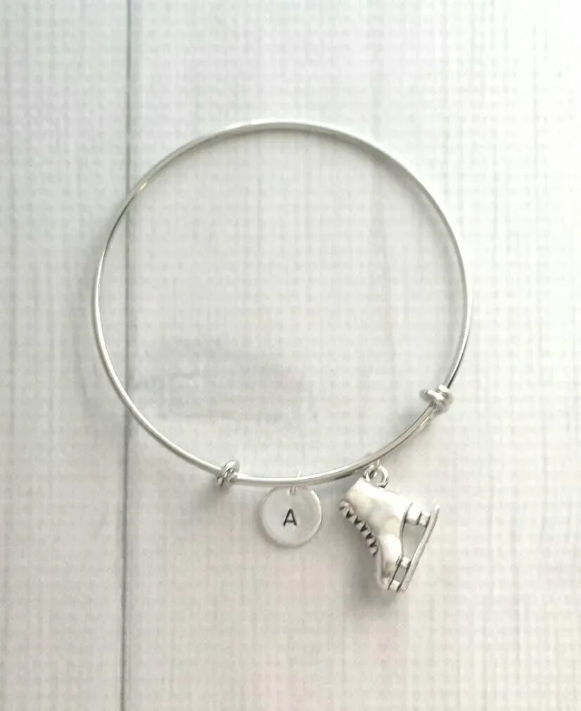 Figure Skating Bracelet, ice skate bracelet, ice skater gift, ice skater jewelry, figure skate bracelet, letter charm bracelet personalized