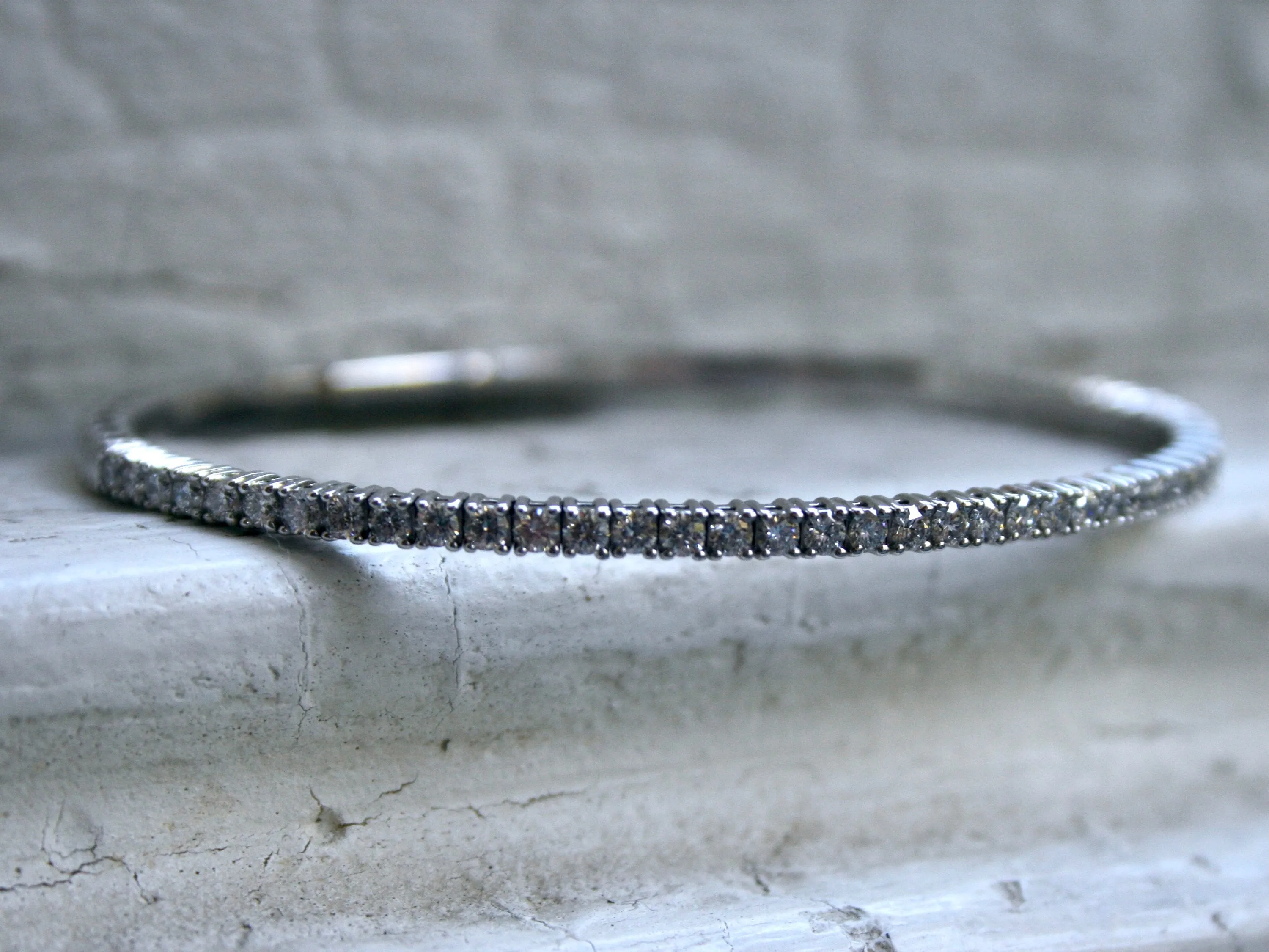 Flexible Diamond Bangle 14K Solid Gold Bracelet - 2.00ct.