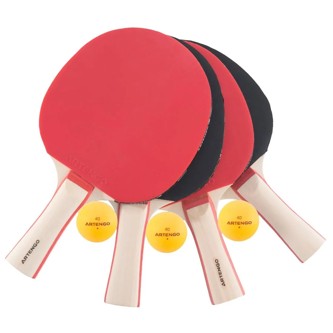 FR 130 2* Set of 4 Free Table Tennis Bats and 3 Balls