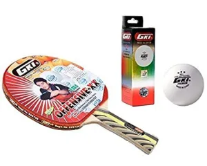 GKI Offensive XX Table Tennis Combo Set (GKI Offensive XX Table Tennis Racquet   GKI Premium 3 Star 40 Table Tennis Ball, Box of 3 - White)