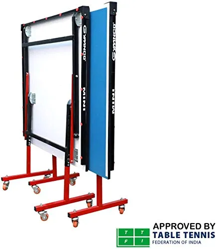 Gymnco Mini Table Tennis Table (6x3 ft) with Wheel ( Laminated Top 18 mm   2 Tt Racket & Balls )