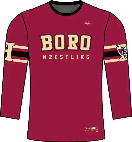 HILLSBOROUGH WRESTLING CLUB Sublimated Crew Neck Long Sleeve Jersey Cardinal