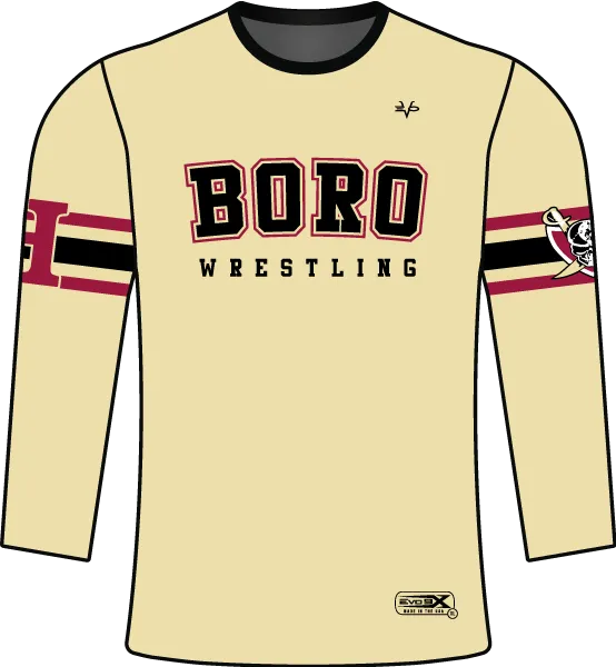 HILLSBOROUGH WRESTLING CLUB Sublimated Crew Neck Long Sleeve Jersey Gold